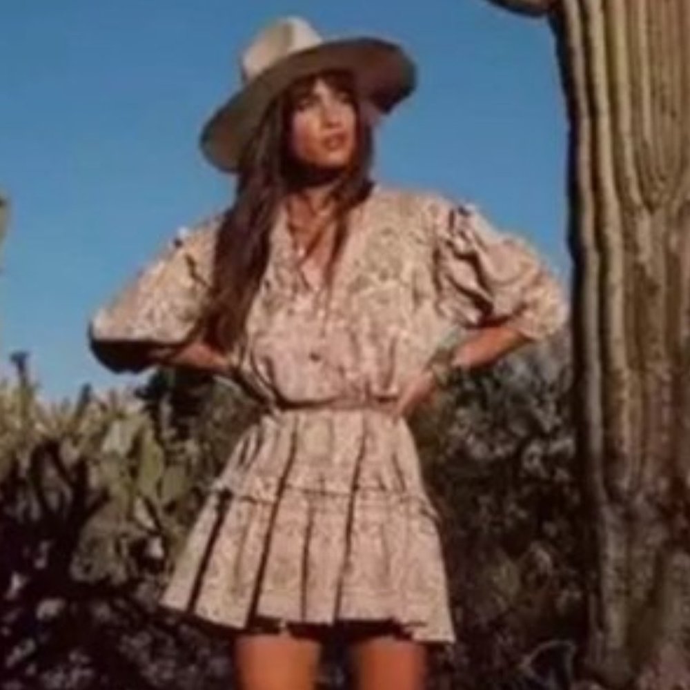 New Desert Dreamer Boho Block Print Tunic Cotton Dress - Picture 2 of 10